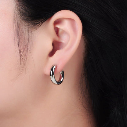 White Gold Filled Minimalist Silver Hoop Earrings | AD-688