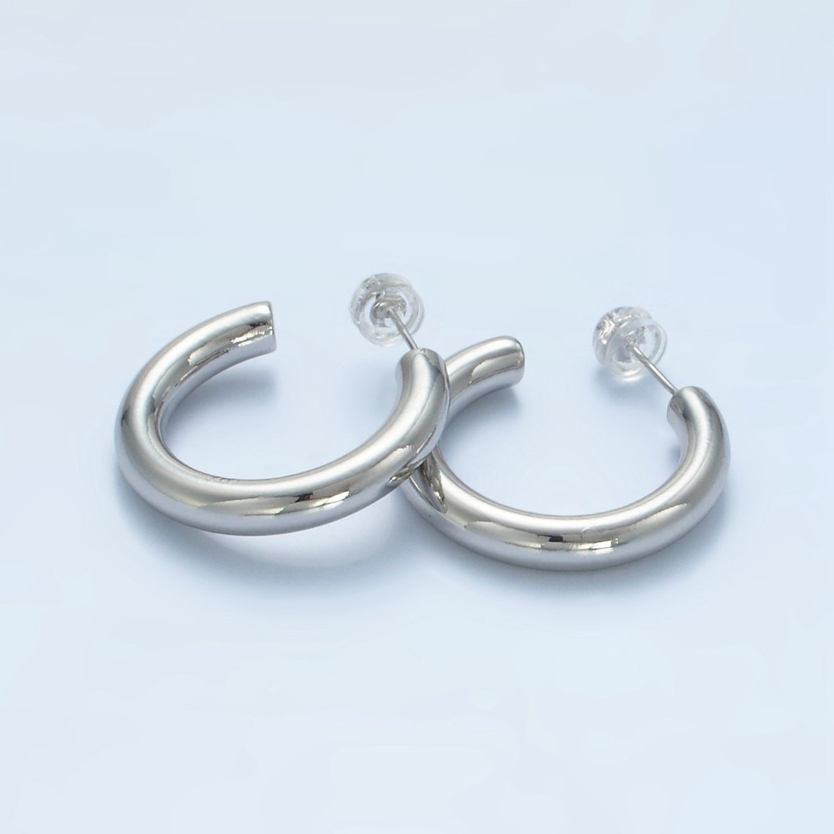 White Gold Filled Minimalist Silver Hoop Earrings | AD-688