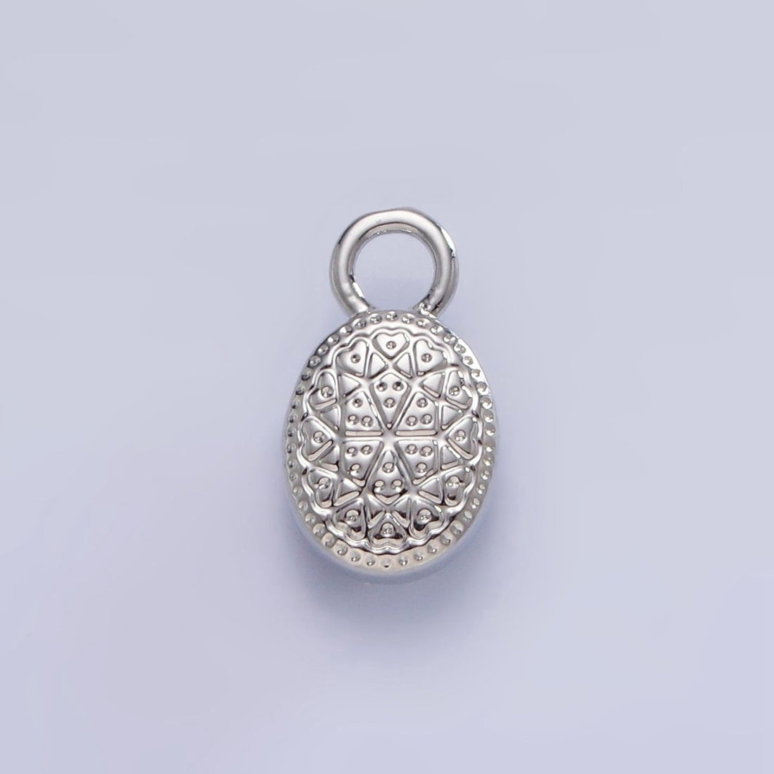 White Gold Filled Oval Multifaceted Natural Gemstone Personalized Add-On Silver Charm | AC1390 - AC1399