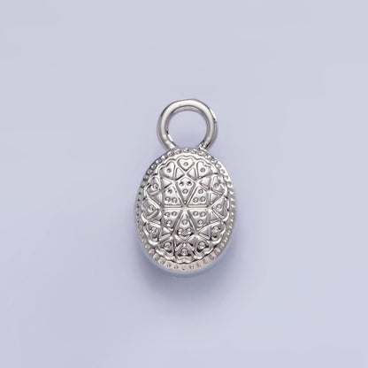 White Gold Filled Oval Multifaceted Natural Gemstone Personalized Add-On Silver Charm | AC1390 - AC1399
