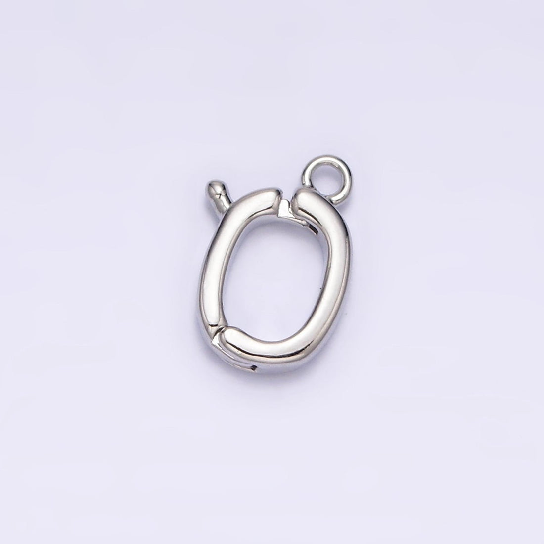 White Gold Filled Oval Snap Interchangeable Charm Holder Jewelry Making Supply | Z-447