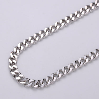 White Gold Plated Rhodium Cuban Curb Link Chain by Yard, Silver Cable Rolo Chain, Wholesale Cuban CURB Chain DIY Craft | ROLL-327 Clearance Pricing