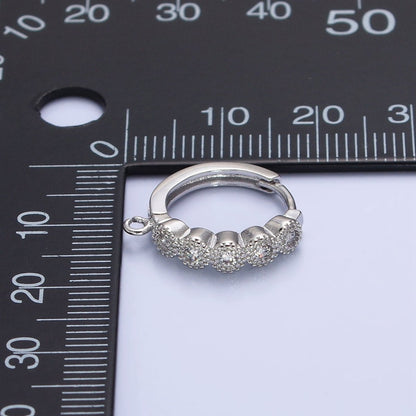 White Gold Filled Rounded Clear CZ Open Loop 16.5mm Huggie Earrings Supply | Z-324