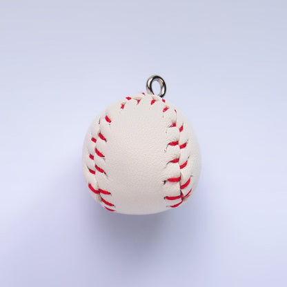 White Gold Filled White Baseball, Yellow Softball Leather Multidimensional 3D Charm | M466