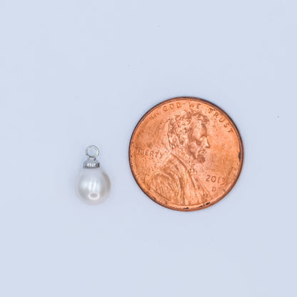White Gold Filled White Shell Pearl Button Mini Charm | P1570