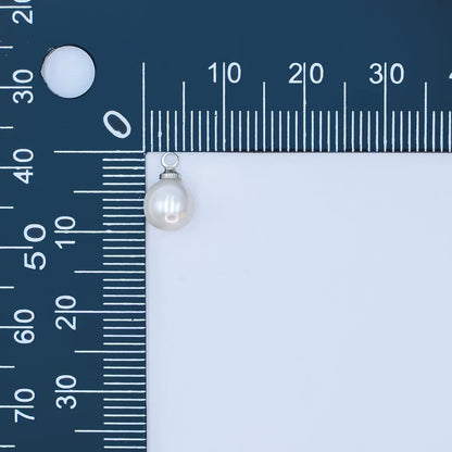 White Gold Filled White Shell Pearl Button Mini Charm | P1570