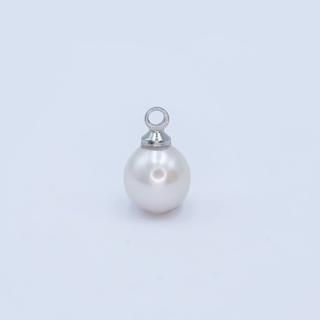 White Gold Filled White Shell Pearl Button Mini Charm | P1570