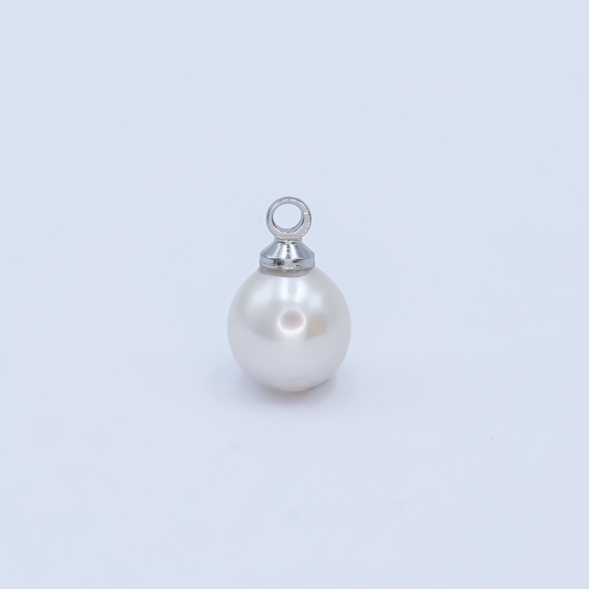 White Gold Filled White Shell Pearl Button Mini Charm | P1570