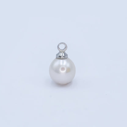 White Gold Filled White Shell Pearl Button Mini Charm | P1570