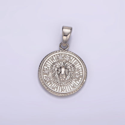 White Gold Filled Zodiac Sign Star CZ Medallion Personalized Pendant | A-A1701-A-A1706