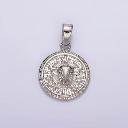 White Gold Filled Zodiac Sign Star CZ Medallion Personalized Pendant | A-A1701-A-A1706
