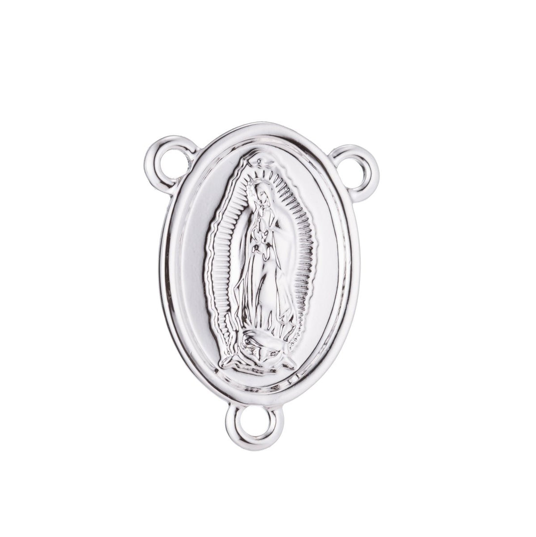 White Gold Rosary Centerpiece, Rosary Center, Immaculate Heart, Rosary Making Supply, Necklace Pendant, Findings for Jewelry Making F-186