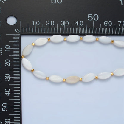 White Jade Beaded Chain Necklace 15.74 Inch with Extender | WA2581