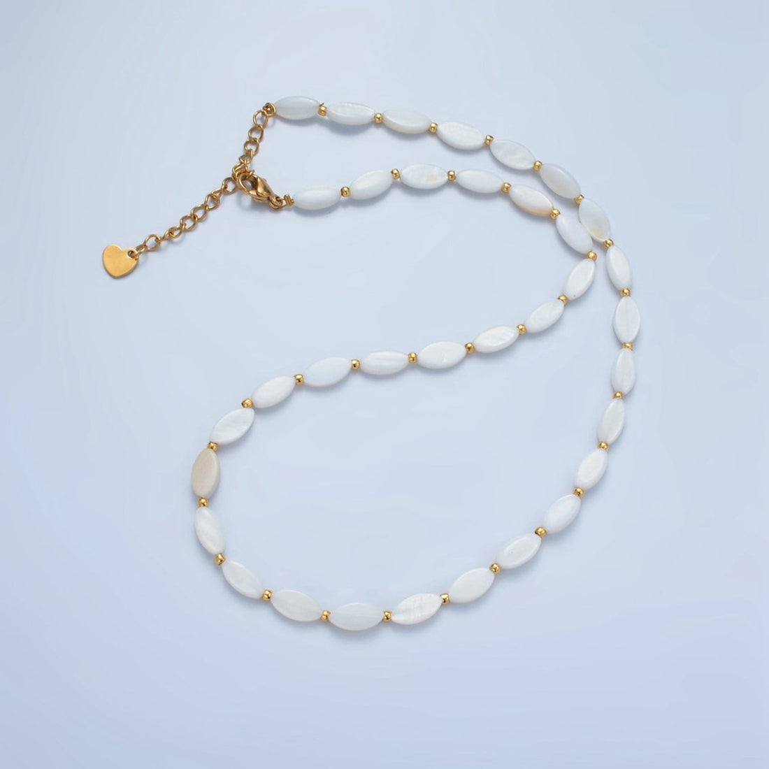 White Jade Beaded Chain Necklace 15.74 Inch with Extender | WA2581