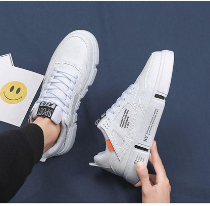 White Leather Sneakers For Men Breathable Casual Walking Sports Running Shoes Outdoor Travel Fitness Sneakers Comfortable Casual Shoes Outdoor Men Sneakers