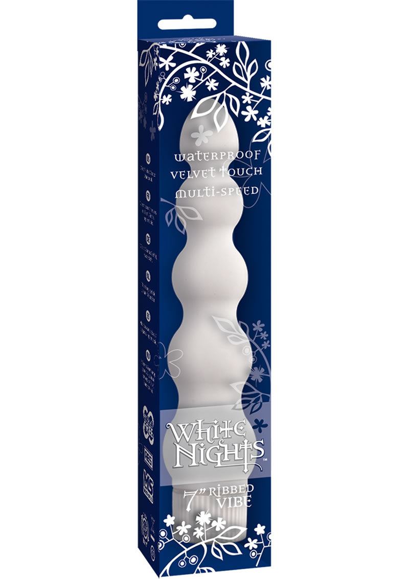White Nights 7 Ribbed Waterproof Multi Speed Vibrator