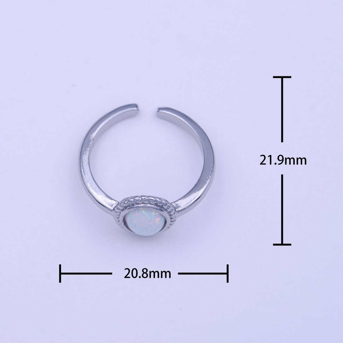 White Opal Braided Oval Minimalist Silver Ring | O-129