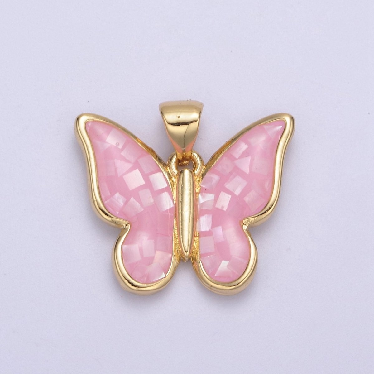 White / Pink / Blue / Green Opal Mariposa Butterfly Charm for Necklace, Dainty Butterfly Pendant for Jewelry Making Supply in Gold Filled H-583 H-589 H-596