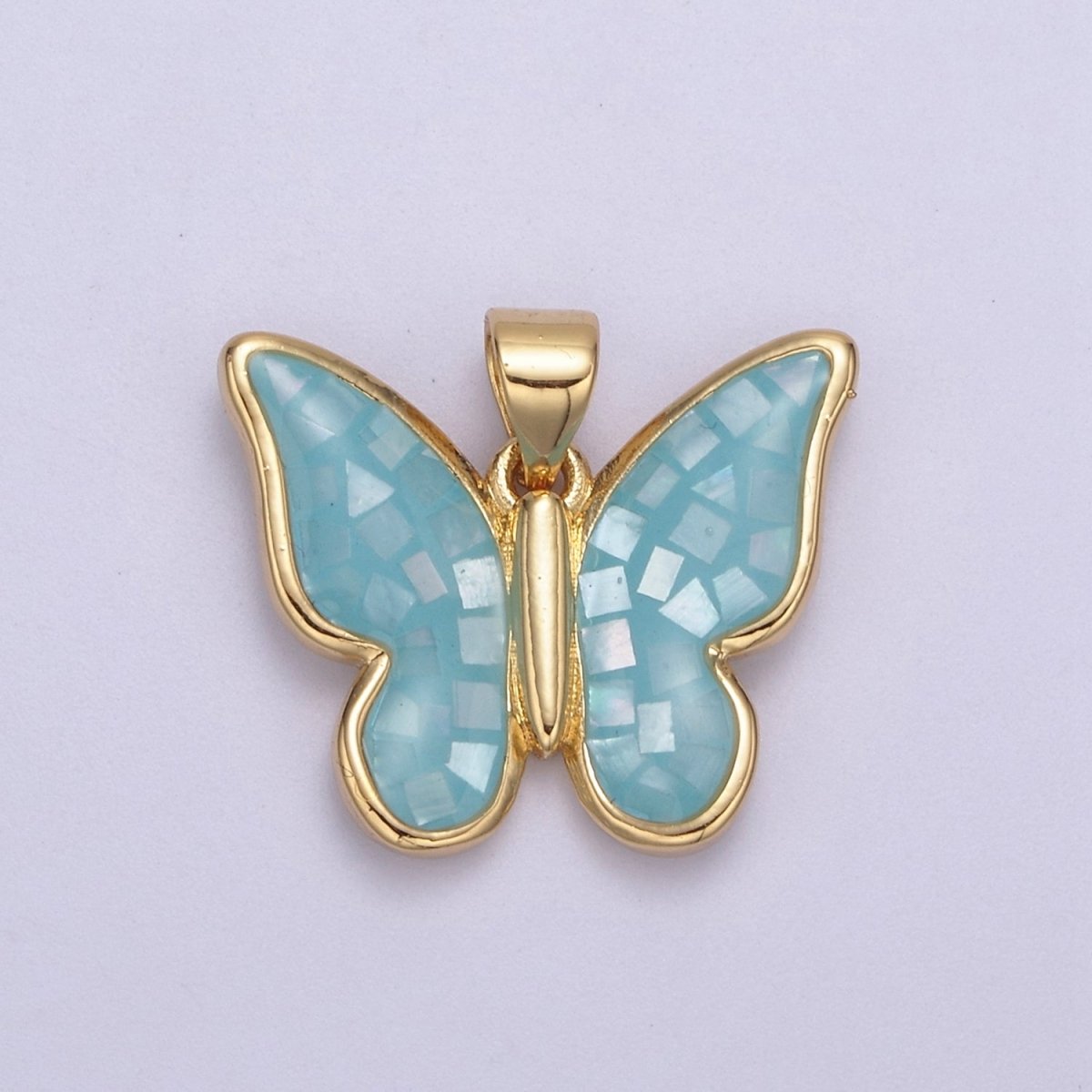 White / Pink / Blue / Green Opal Mariposa Butterfly Charm for Necklace, Dainty Butterfly Pendant for Jewelry Making Supply in Gold Filled H-583 H-589 H-596