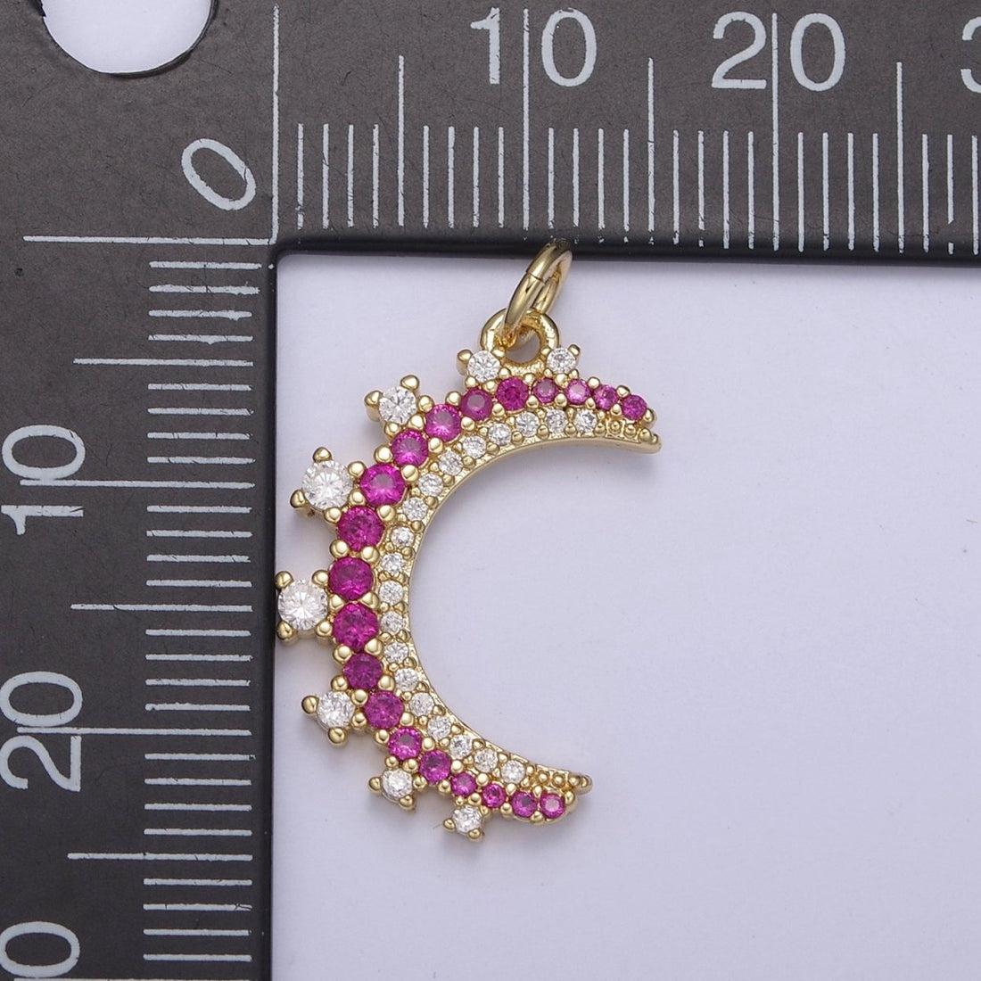Wholesale 14k Gold Filled Crescent Moon Charm Micro Pave Half Moon Necklace Pendant CZ Moon Necklace Gold Celestial Jewelry N-783 - N-787