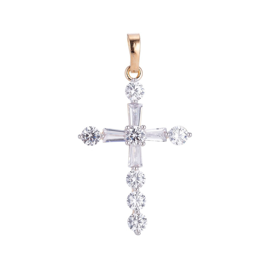 Wholesale 14K Gold Filled Cross Pendant with Cubic Zirconia Crystal Rhinestones, Christian Pendant for Necklace Jewelry Making H-628 H-883