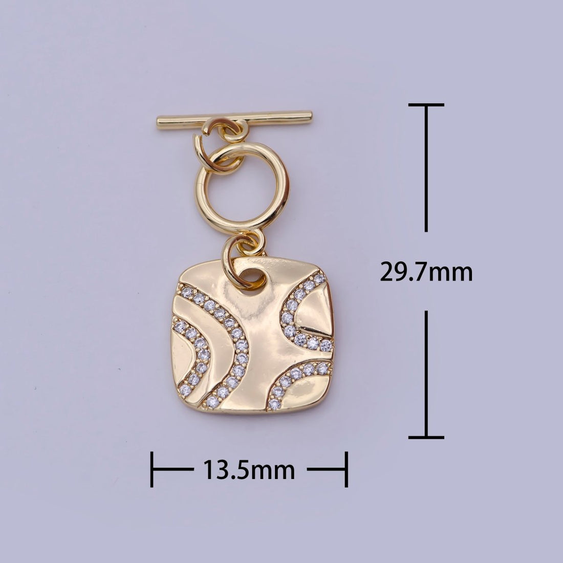Wholesale CZ Gold Toggle Clasp OT Clasp Square Fancy Design Bulk Supply for Bracelet Necklace Component L-633