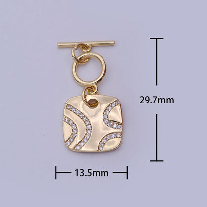 Wholesale CZ Gold Toggle Clasp OT Clasp Square Fancy Design Bulk Supply for Bracelet Necklace Component L-633