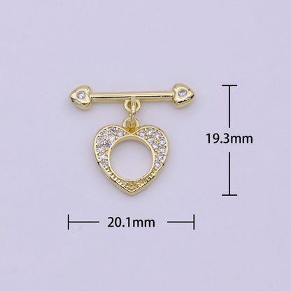 Wholesale Gold Toggle Clasp, Heart OT Clasp Fancy Design OT Clasp Bulk Supply for Bracelet Necklace Component L-621