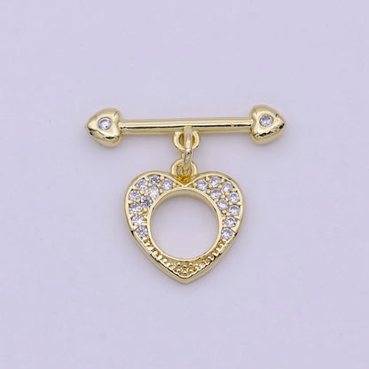 Wholesale Gold Toggle Clasp, Heart OT Clasp Fancy Design OT Clasp Bulk Supply for Bracelet Necklace Component L-621