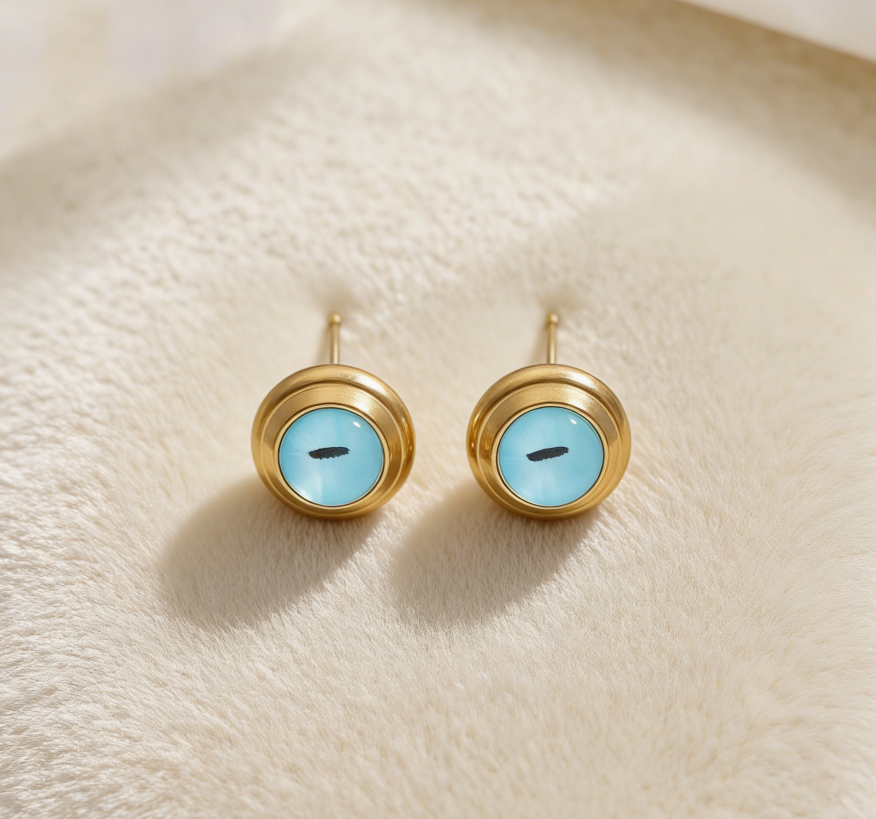Evil Eye Stainless Steel Necklace &amp; Earrings