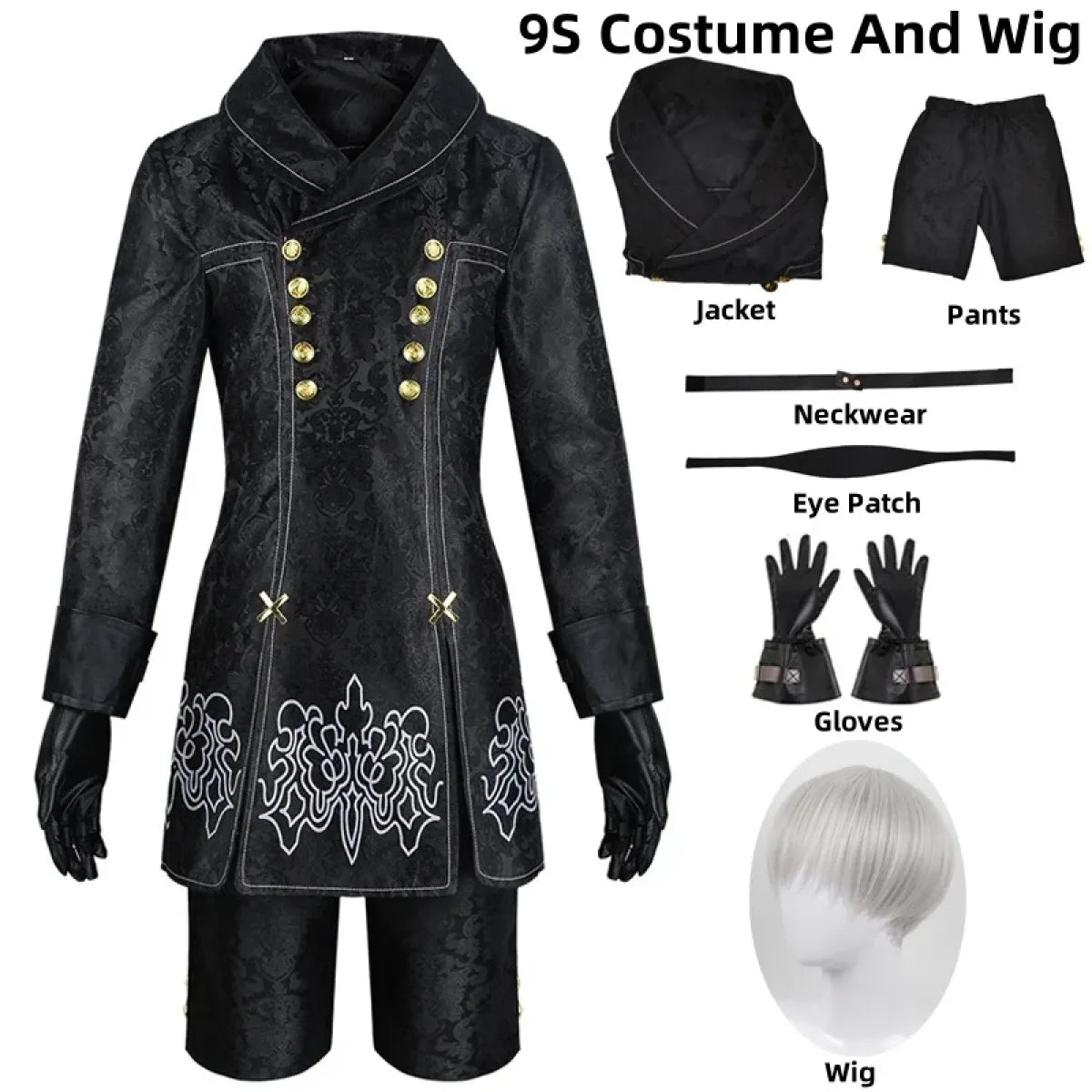 NieR: Automata 9S &amp; 2B Cosplay Costume with Wig and Accessories