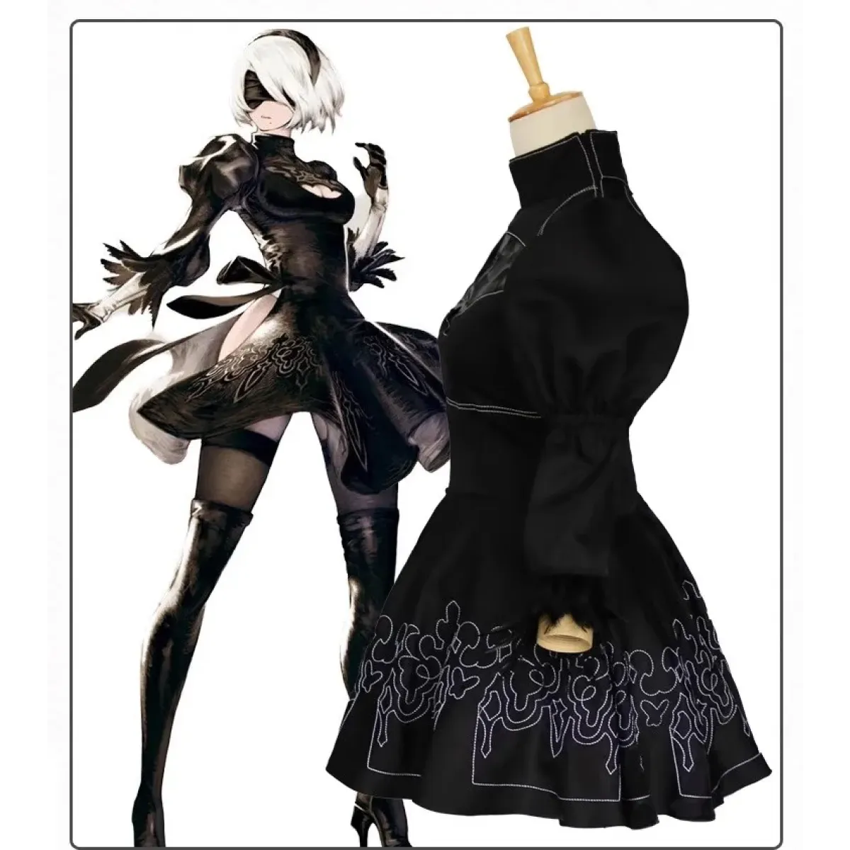 NieR: Automata 9S &amp; 2B Cosplay Costume with Wig and Accessories
