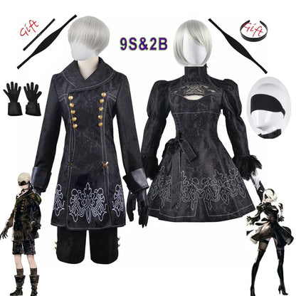 NieR: Automata 9S &amp; 2B Cosplay Costume with Wig and Accessories