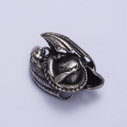 Winged Dragon on Skull Skeleton Stainless Steel Pendant in Gold &amp; Silver | X-667 X-668