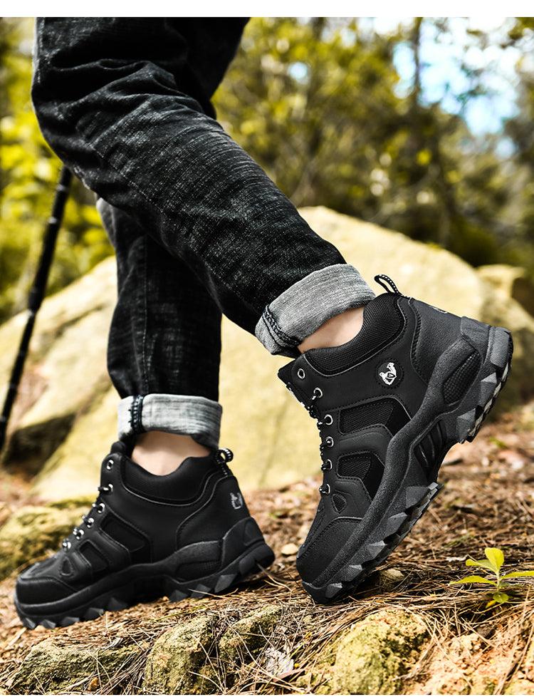 Winter Ankle Boots Mens Snow Warm Fur Leather Hiking Boots Outdoor Hunting Men&
