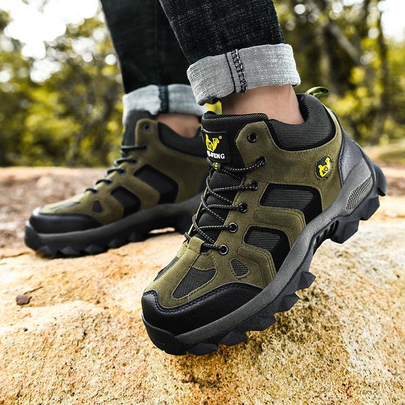 Winter Ankle Boots Mens Snow Warm Fur Leather Hiking Boots Outdoor Hunting Men&