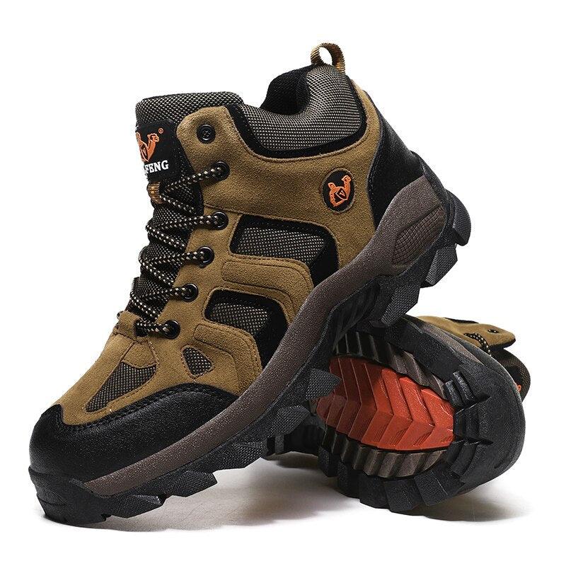 Winter Ankle Boots Mens Snow Warm Fur Leather Hiking Boots Outdoor Hunting Men&