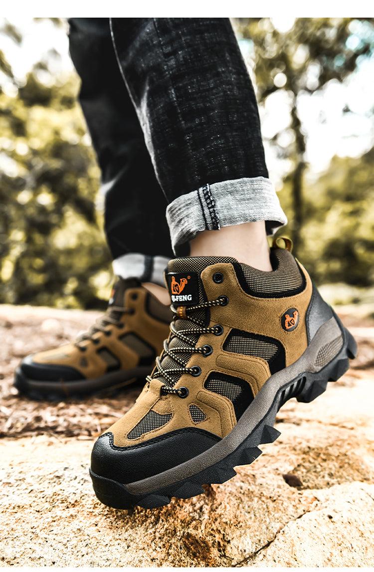 Winter Ankle Boots Mens Snow Warm Fur Leather Hiking Boots Outdoor Hunting Men&
