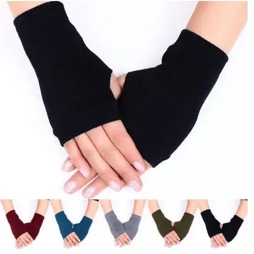 Winter Warm Thickening Wool Gloves Knitted Flip Fingerless Exposed Finger Thick Gloves Mittens Soft Cold Weather Women Gloves