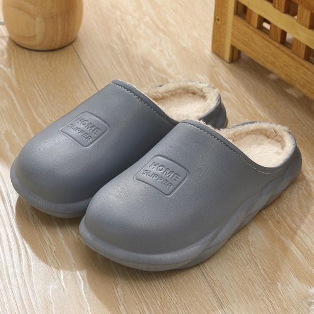 Winter Waterproof Home Slippers Womens New Plush Warm House Soft Slippers Non-Slip Memory Foam Couples Shoes Women&