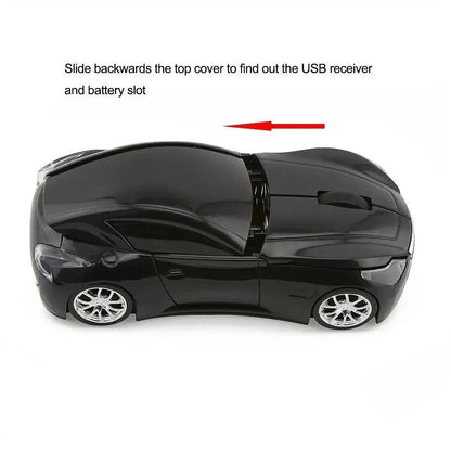 Wireless Black Sports Car USB Mouse Design Computer 1600 DPI Mouse Mini Ergonomic Gaming Mouse For Laptop And Computer 2.4Ghz