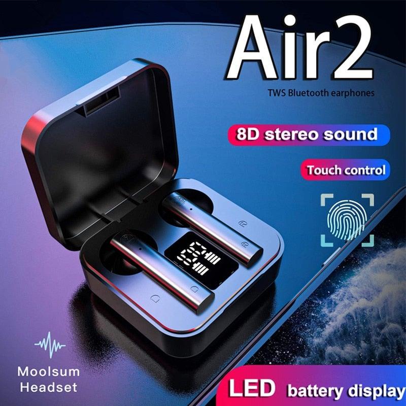 Wireless Bluetooth Earphone Air Sports Running Headphone LED Display Earbuds Noise Reduction Updated Design with Industry Leading Sound &amp; Improved Comfort, Long Wireless Range