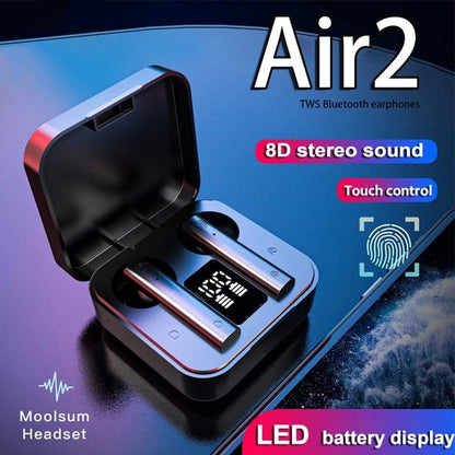 Wireless Bluetooth Earphone Air Sports Running Headphone LED Display Earbuds Noise Reduction Updated Design with Industry Leading Sound &amp; Improved Comfort, Long Wireless Range