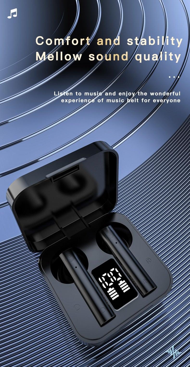Wireless Bluetooth Earphone Air Sports Running Headphone LED Display Earbuds Noise Reduction Updated Design with Industry Leading Sound &amp; Improved Comfort, Long Wireless Range