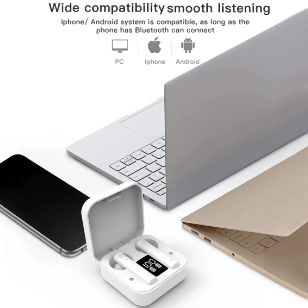 Wireless Bluetooth Earphone Air Sports Running Headphone LED Display Earbuds Noise Reduction Updated Design with Industry Leading Sound &amp; Improved Comfort, Long Wireless Range