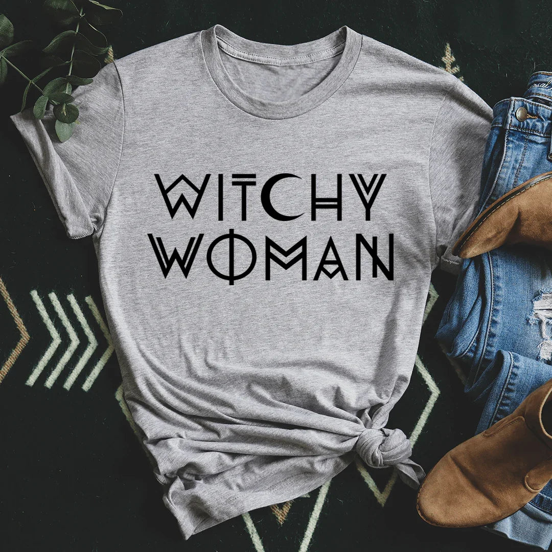 Boho Celestial Moon Crewneck Tee – "Witchy Woman"