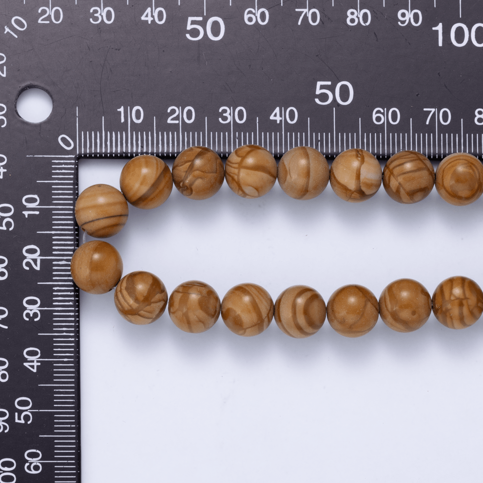 Wood Grain Jasper Round Gemstone Bead Strand Findings | WA-04748