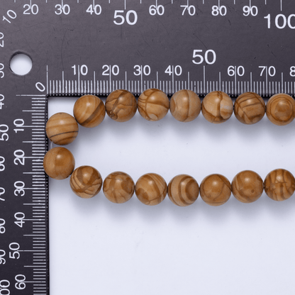 Wood Grain Jasper Round Gemstone Bead Strand Findings | WA-04748