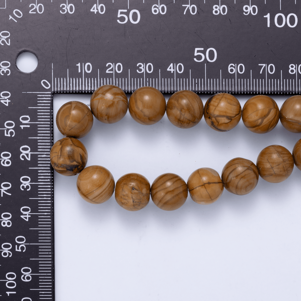 Wood Grain Jasper Round Gemstone Bead Strand Findings | WA-04748
