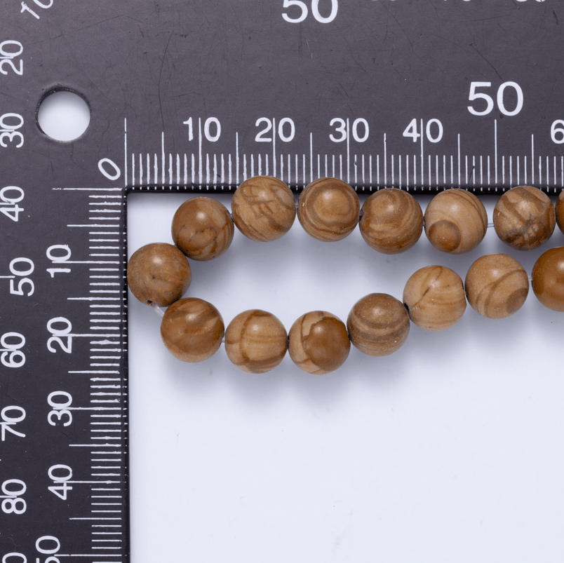 Wood Grain Jasper Round Gemstone Bead Strand Findings | WA-04748
